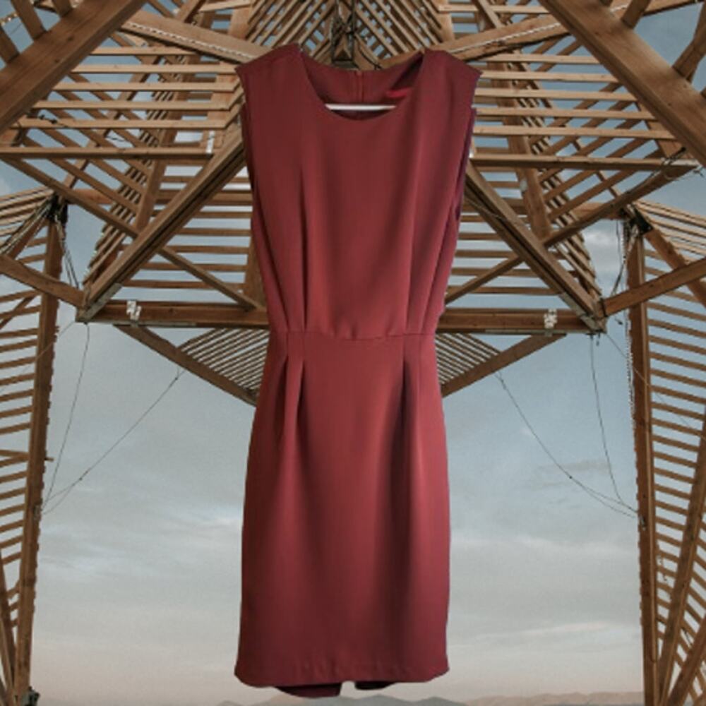 Pinkyotto small burnt orange sleeveless polyester lined woman's dress. Office